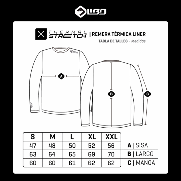 Tabla-de-talles-Thermal-rem-Hombre Libo Camiseta Thermalstretch Men