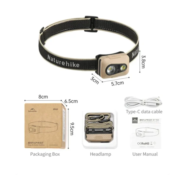 naturehike linterna 400lum 10 Naturehike Linterna Frontal Recargable IP66 400 Lúmens